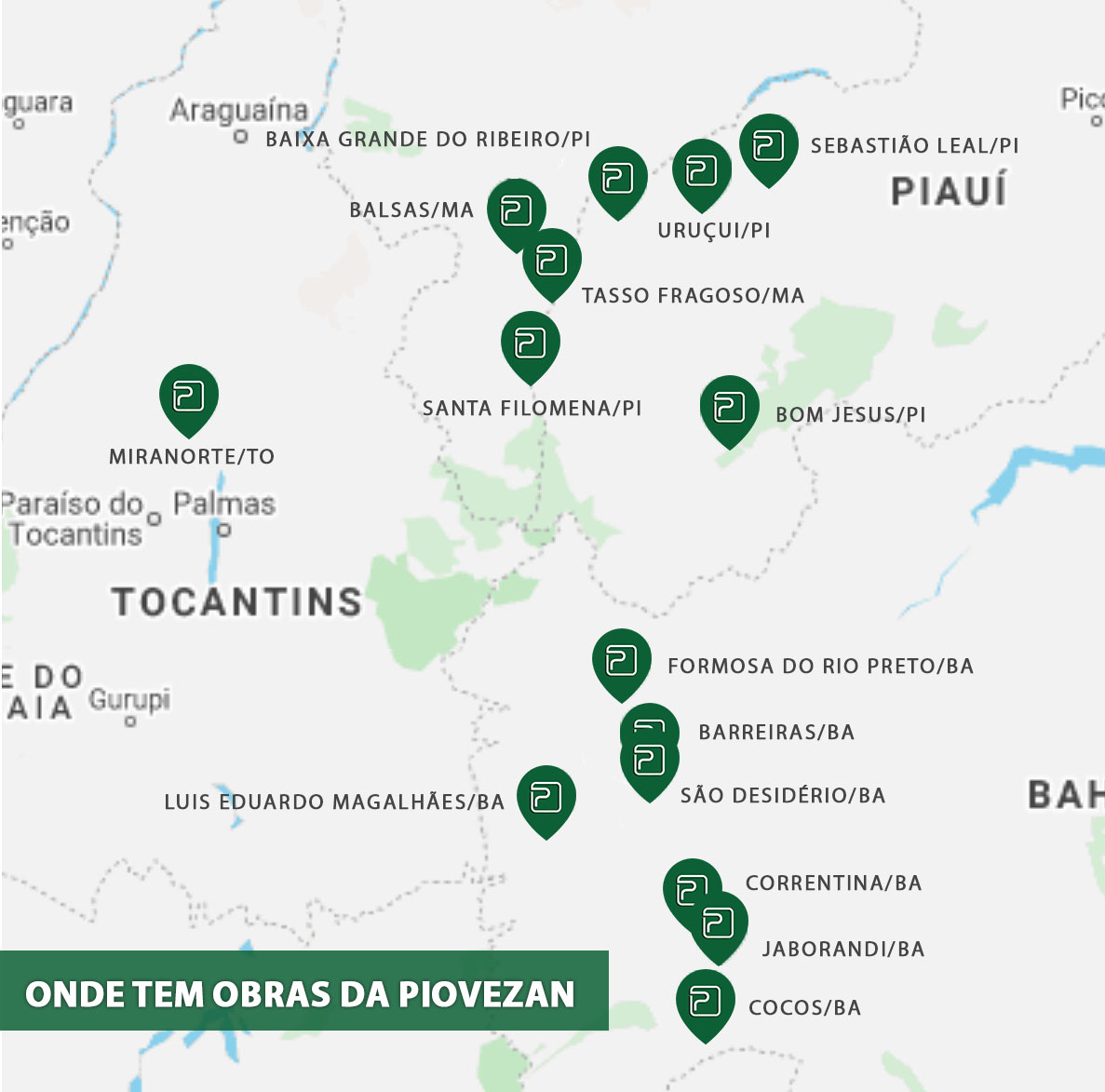 Mapa de obras da Piovezan Engenharia